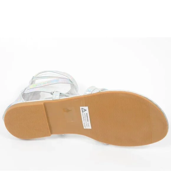 Delia's Silver Iridescent Gladiator Flat Sandals Women's Shoes 7 - Picture 4 of 4